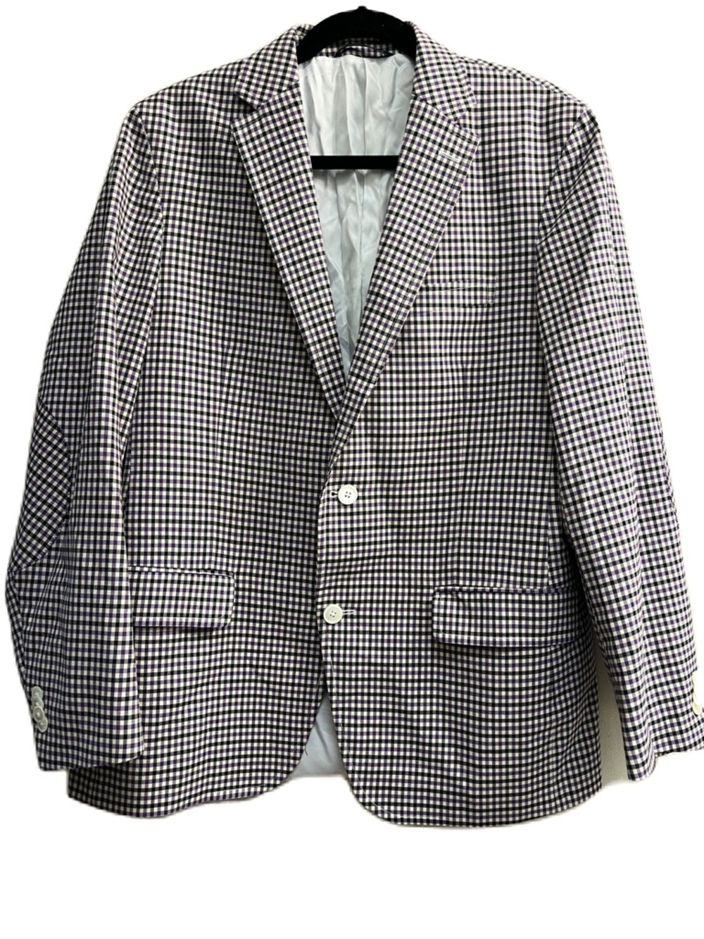 S. Cohen Sydney Men's Black, Purple & White Checked Sports-coat Blazer 40R
